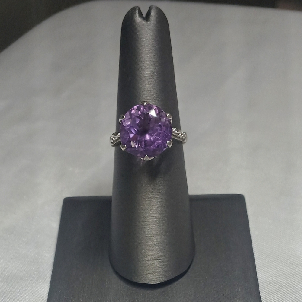 Purple Amethyst 925 Sterling Silver Ring, Size 6.5, 7. - Picture 2 of 10